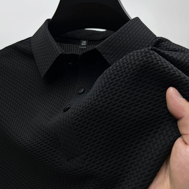 Brayden | Men’s Textured Waffle-Knit Polo Shirt