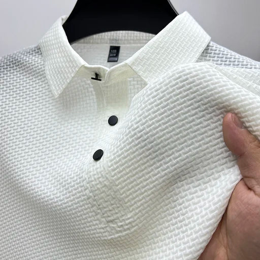 Brayden | Men’s Textured Waffle-Knit Polo Shirt