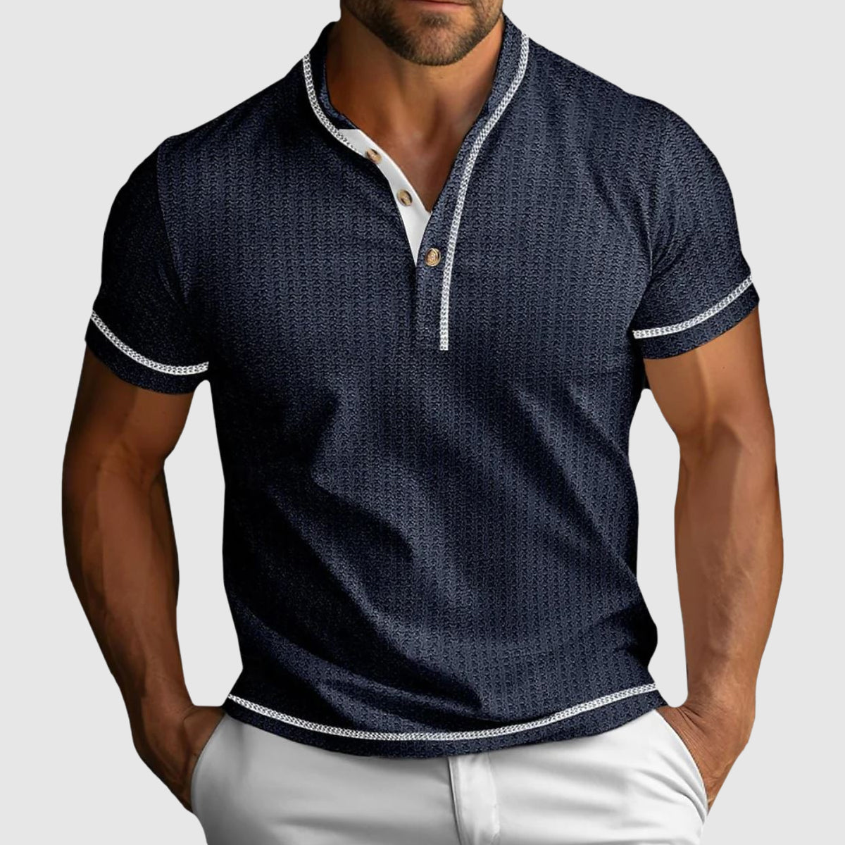 Brenden | Men’s Short Sleeve Henley Polo Summer Shirt