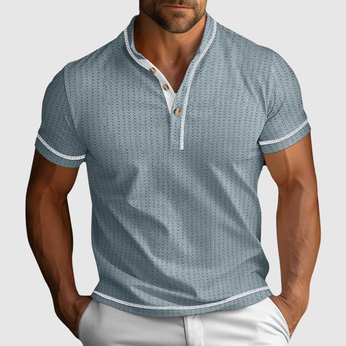 Brenden | Men’s Short Sleeve Henley Polo Summer Shirt