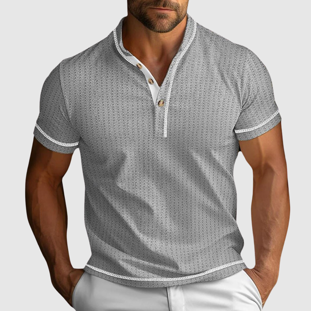 Brenden | Men’s Short Sleeve Henley Polo Summer Shirt