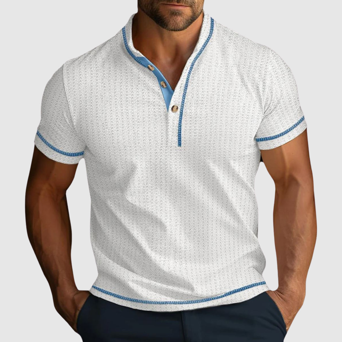 Brenden | Men’s Short Sleeve Henley Polo Summer Shirt