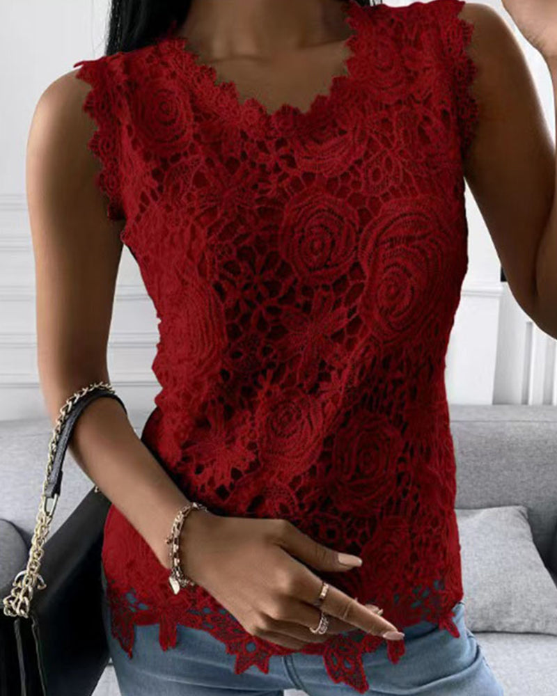 Brenna | Women’s Round Neck Sheer Detail Floral Summer Top