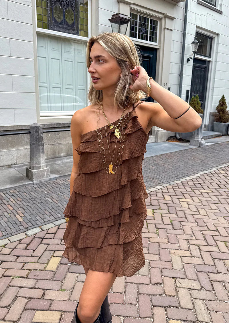 Brieanna | Women's Asymmetric Ruffle Open Back Summer Mini Dress