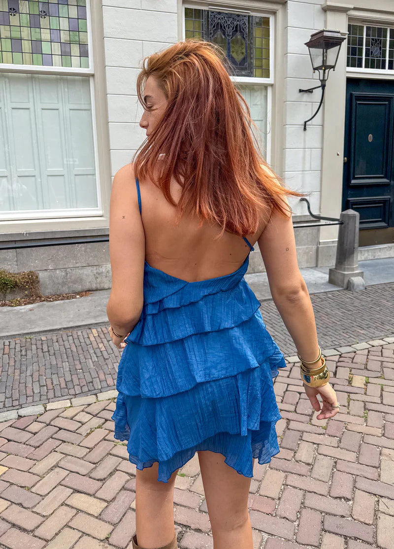 Brieanna | Women's Asymmetric Ruffle Open Back Summer Mini Dress