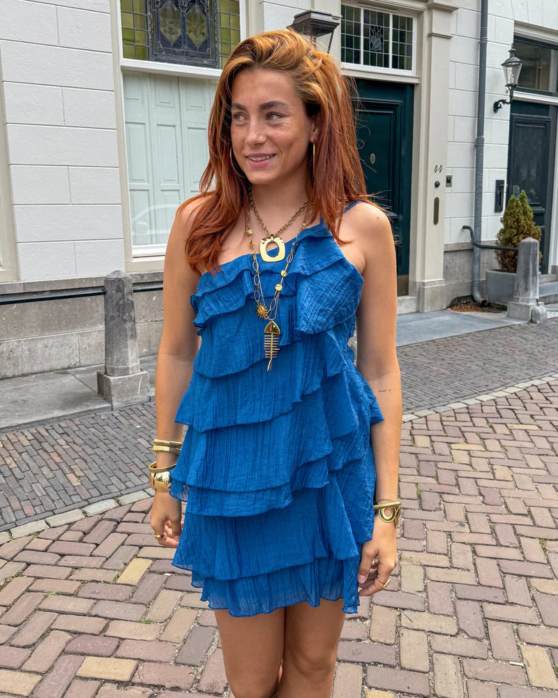 Brieanna | Women's Asymmetric Ruffle Open Back Summer Mini Dress