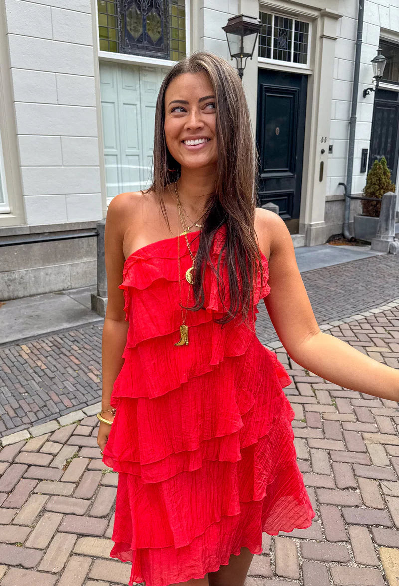 Brieanna | Women's Asymmetric Ruffle Open Back Summer Mini Dress