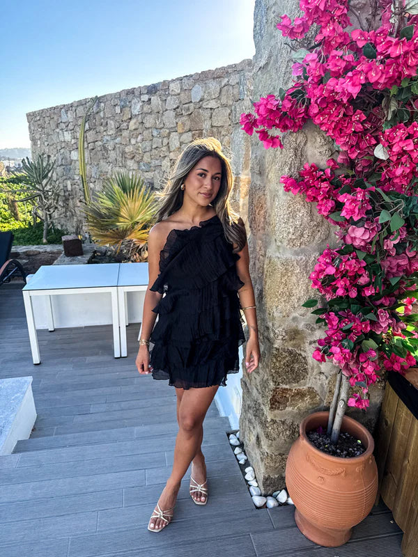 Brieanna | Women's Asymmetric Ruffle Open Back Summer Mini Dress