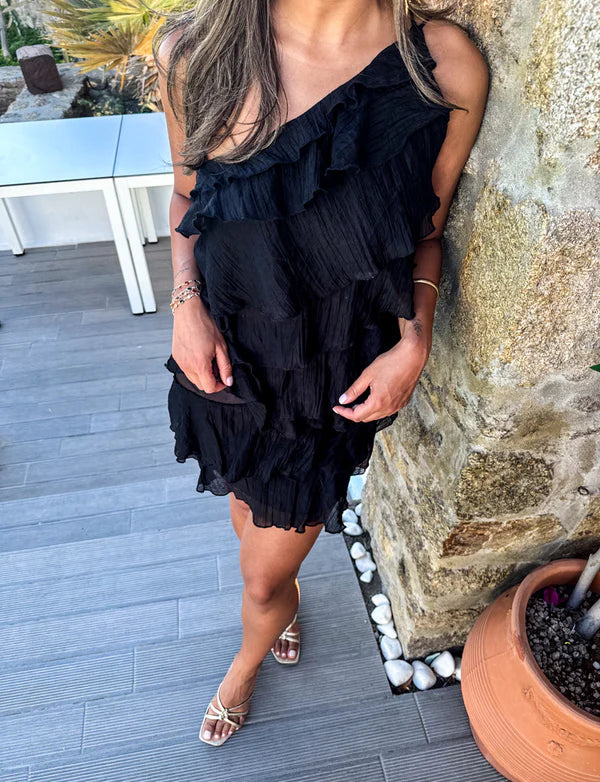 Brieanna | Women's Asymmetric Ruffle Open Back Summer Mini Dress