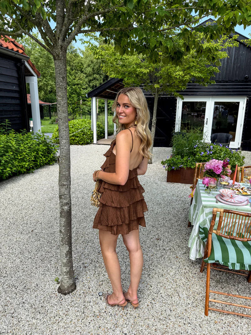 Brieanna | Women's Asymmetric Ruffle Open Back Summer Mini Dress