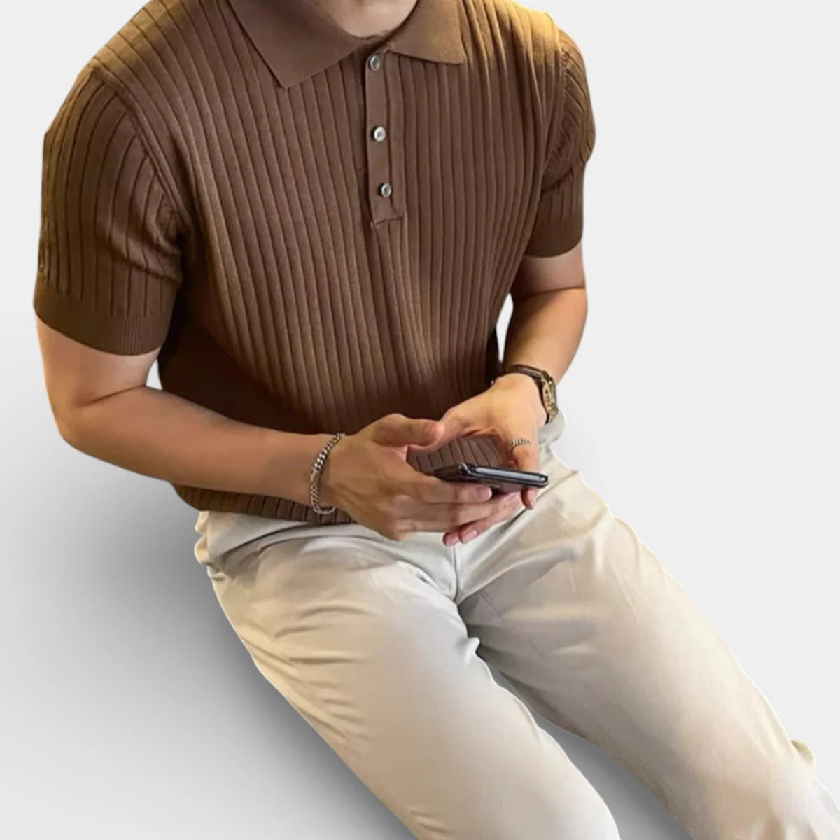 Brighton | Men’s Short Sleeve Vertical Stripe Polo Shirt