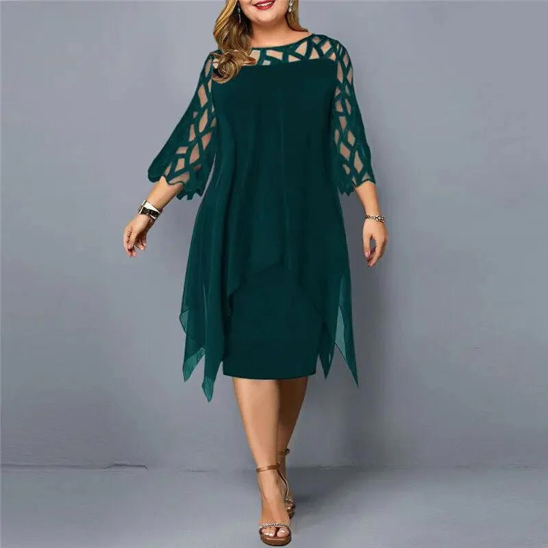 Brinlee | Women's Asymmetric Cut Out Round Neck Midi Dress