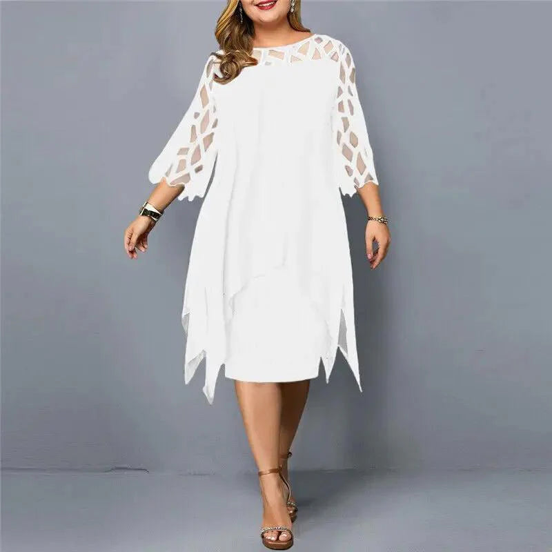Brinlee | Women's Asymmetric Cut Out Round Neck Midi Dress