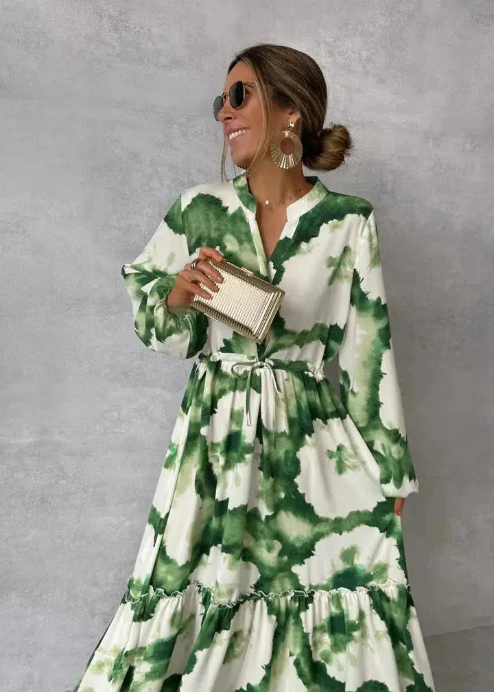 Bristol | Women's Printed Long Sleeve Flowy Wedding Guest Dress