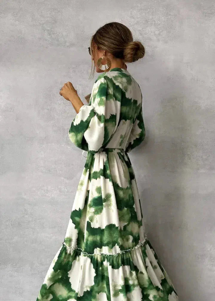 Bristol | Women's Printed Long Sleeve Flowy Wedding Guest Dress