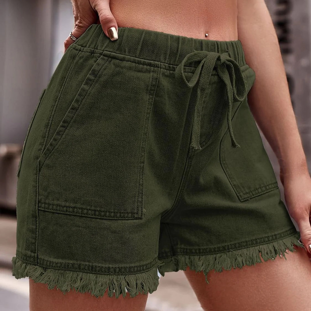 Brittany | Women’s Drawstring High Rise Waist Tie Summer Shorts