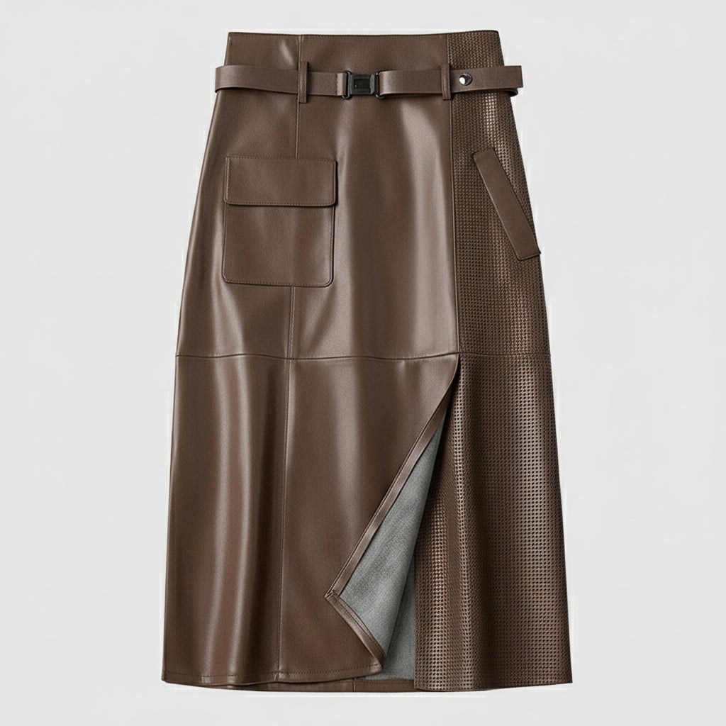 Brittney | Women's Belted Asymmetrical Pocket Skirt