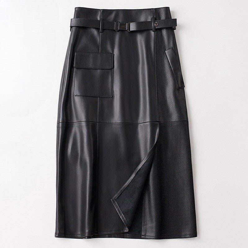 Brittney | Women's Belted Asymmetrical Pocket Skirt