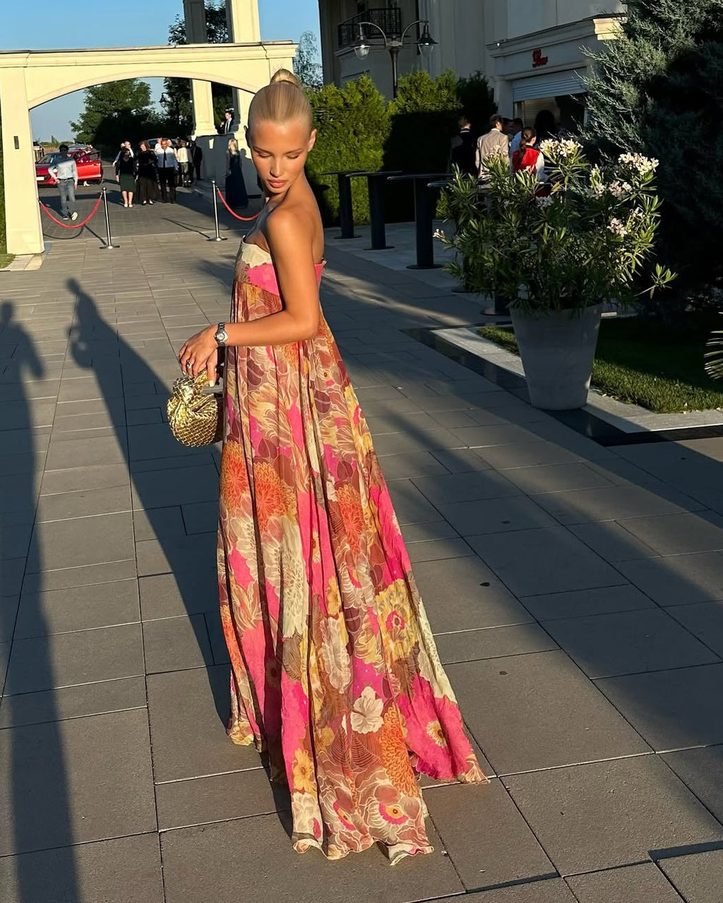 Cadence | Women's Floral Strapless Wedding Guest Maxi Dress