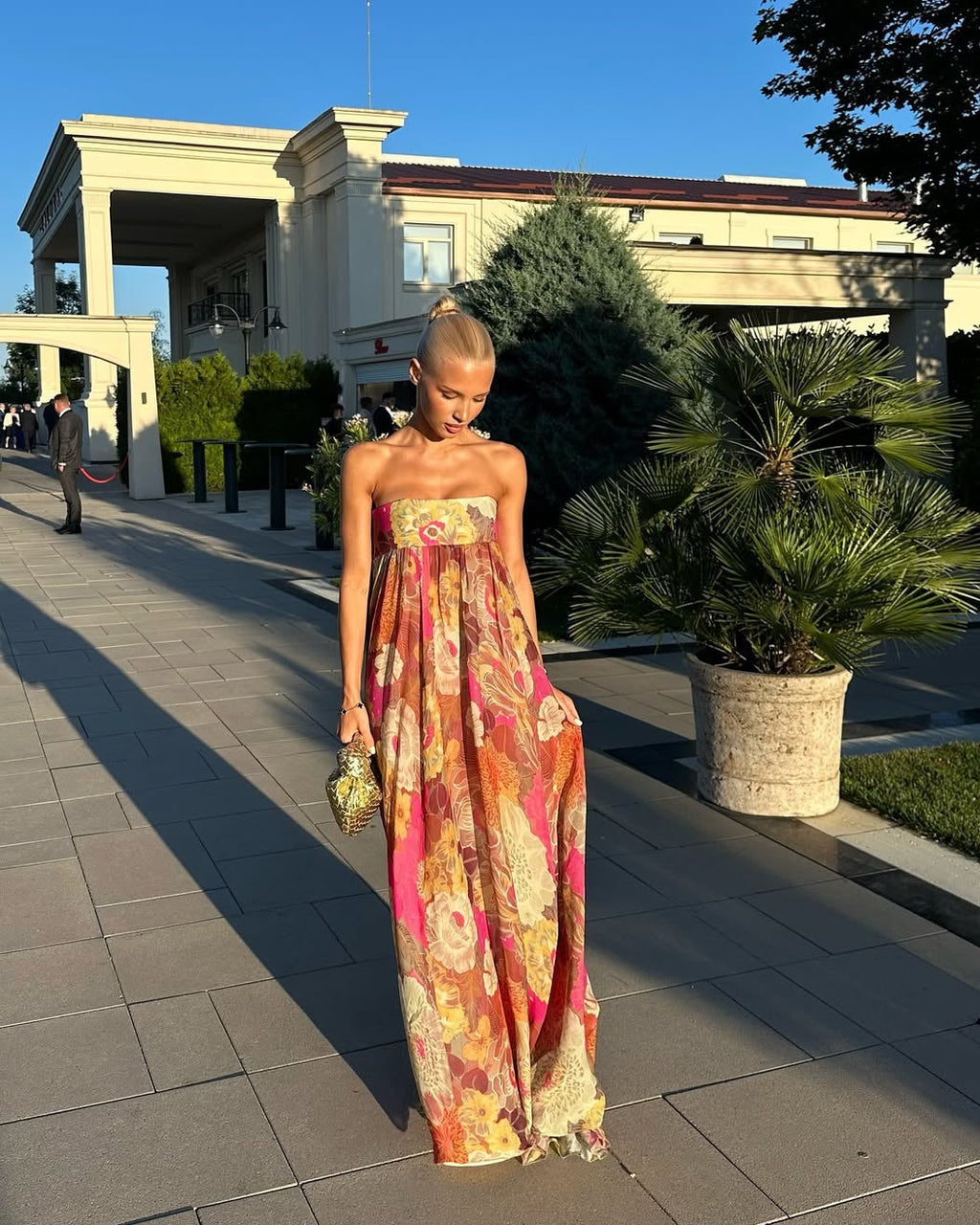 Cadence | Women's Floral Strapless Wedding Guest Maxi Dress
