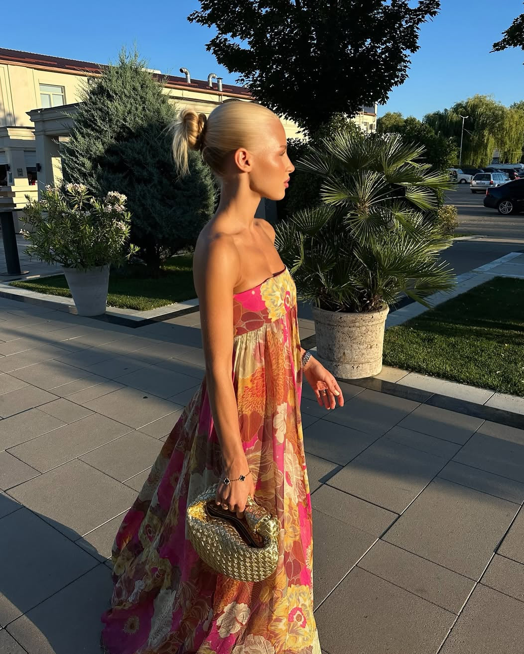Cadence | Women's Floral Strapless Wedding Guest Maxi Dress