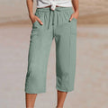 Callista | Women's Drawstring Mid-Rise Straight Leg Pockets Pants