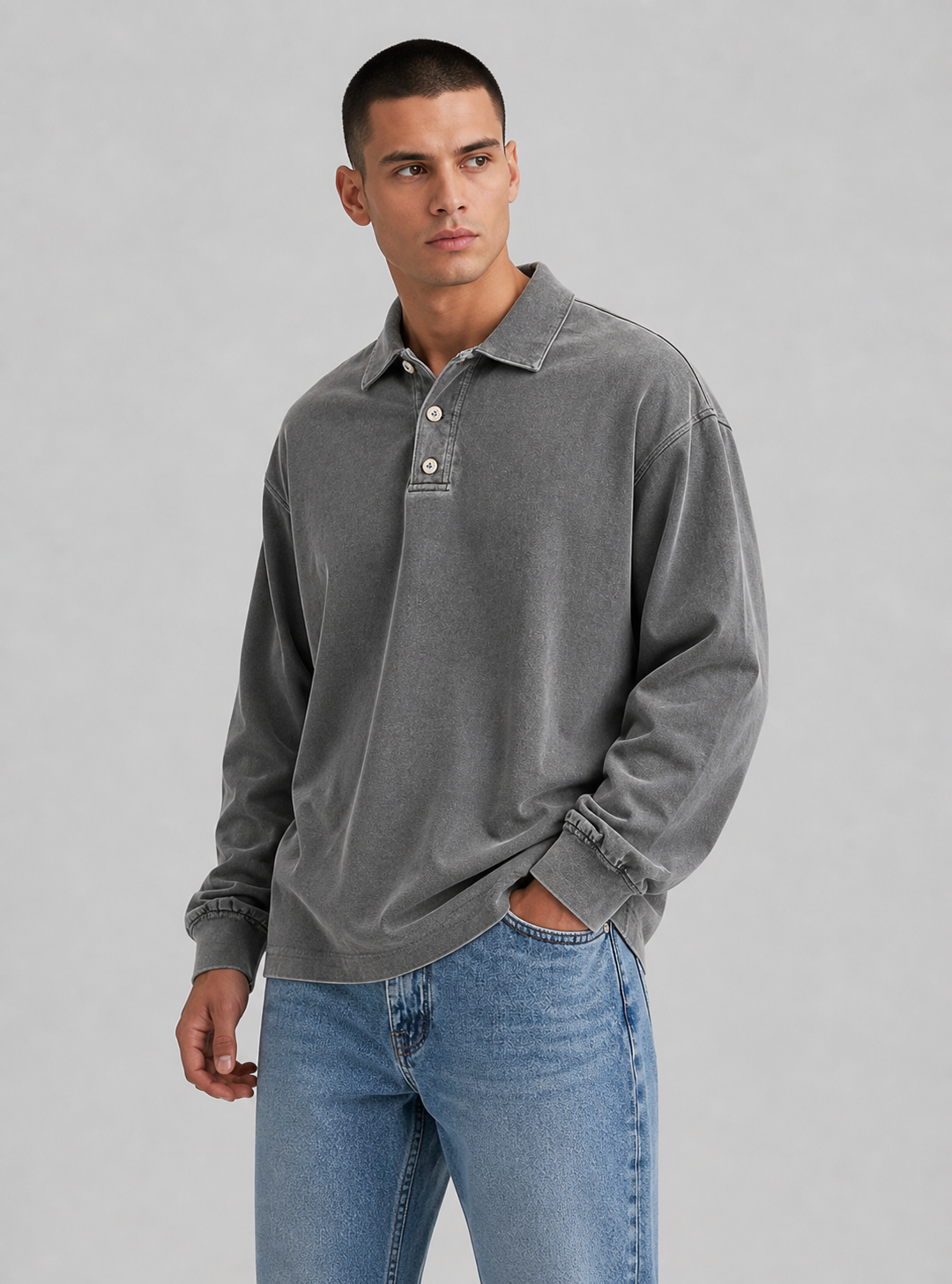 Cameron | Men’s Long Sleeve Button Polo Shirt