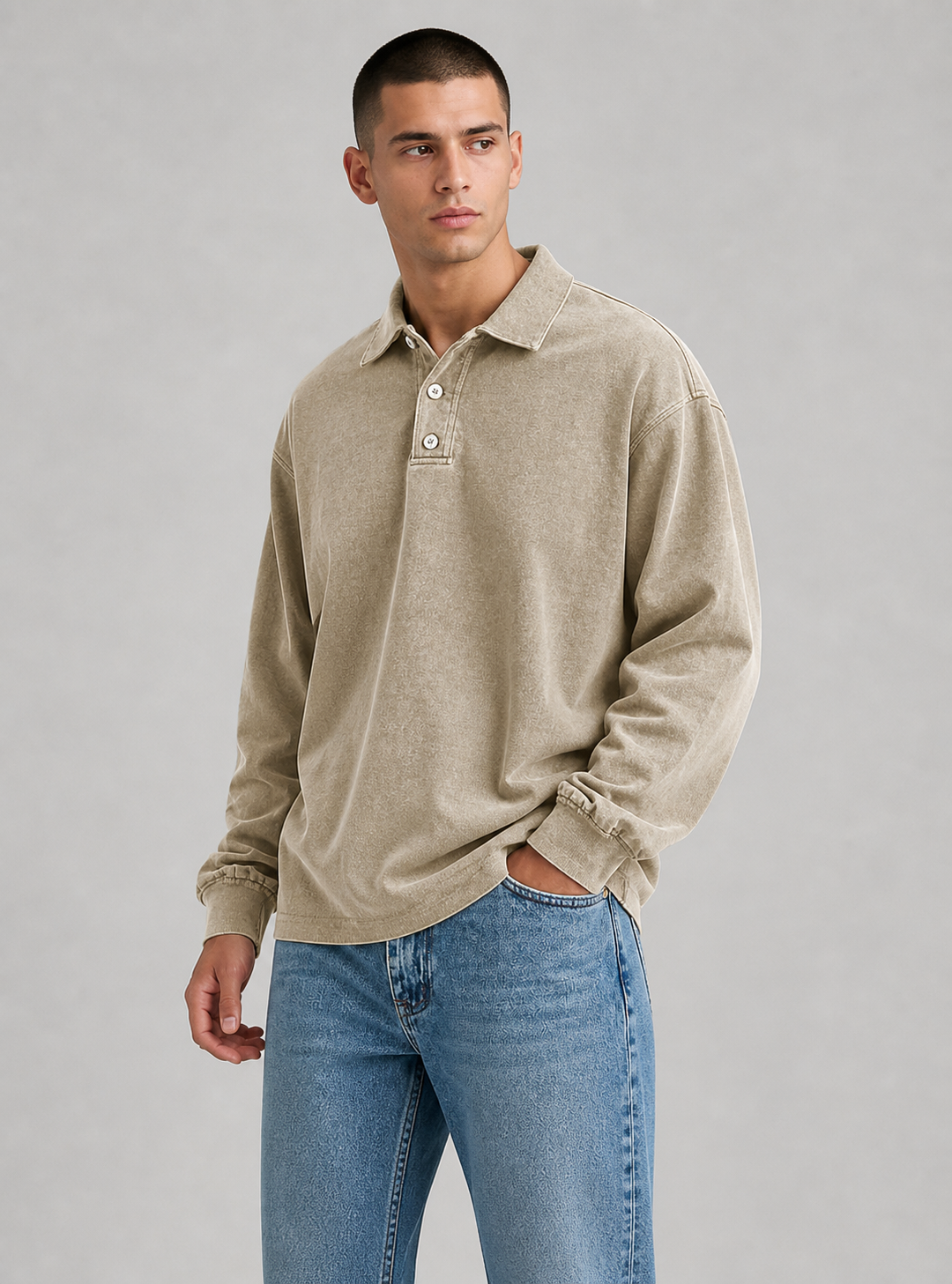 Cameron | Men’s Long Sleeve Button Polo Shirt