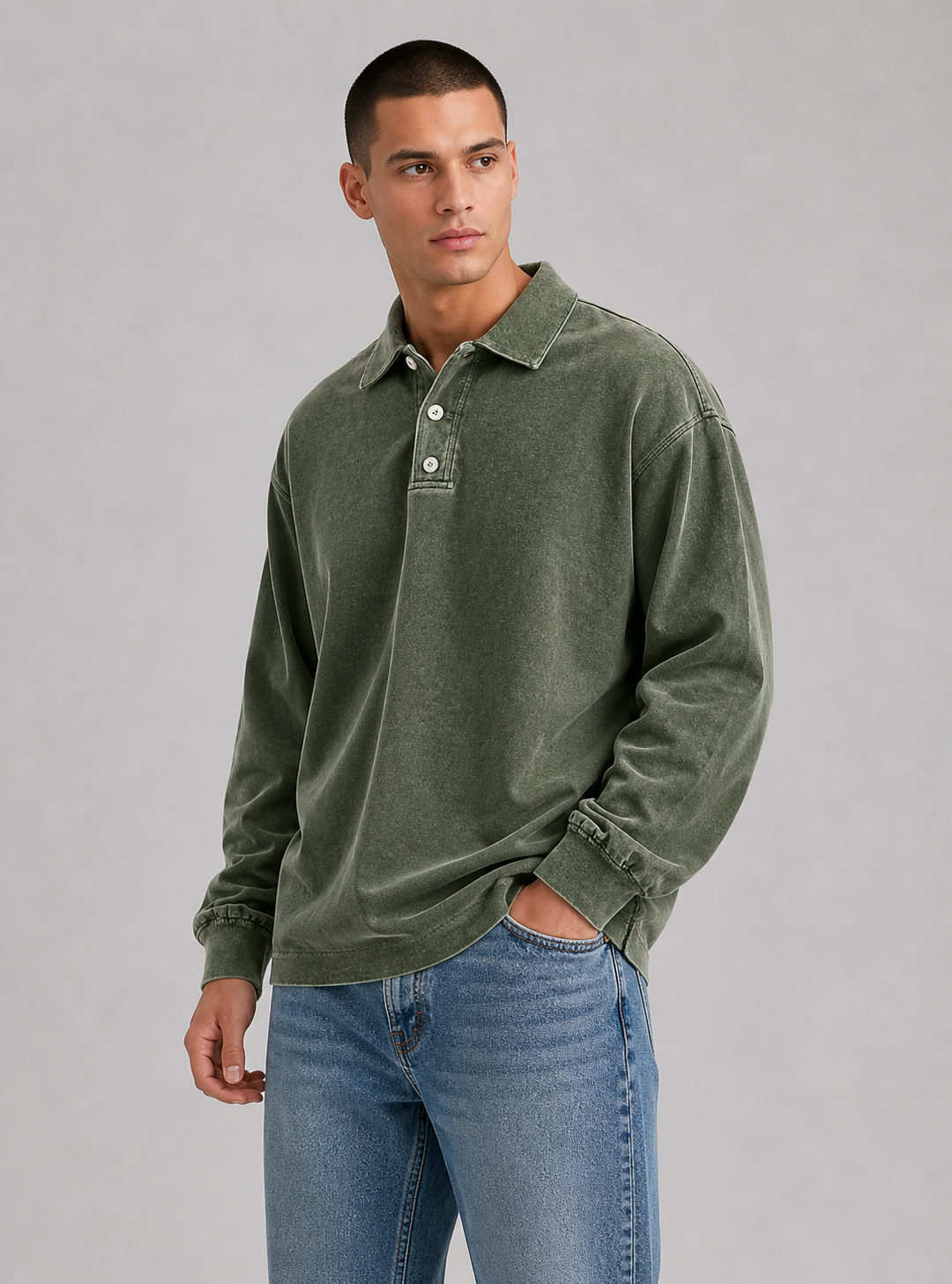 Cameron | Men’s Long Sleeve Button Polo Shirt