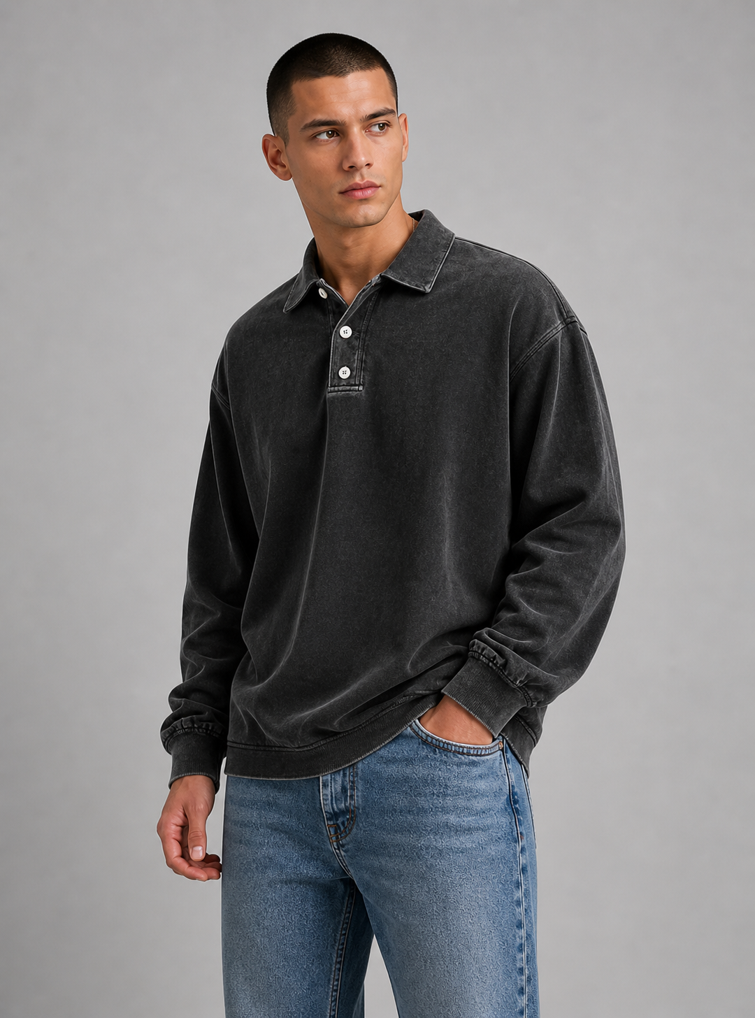 Cameron | Men’s Long Sleeve Button Polo Shirt