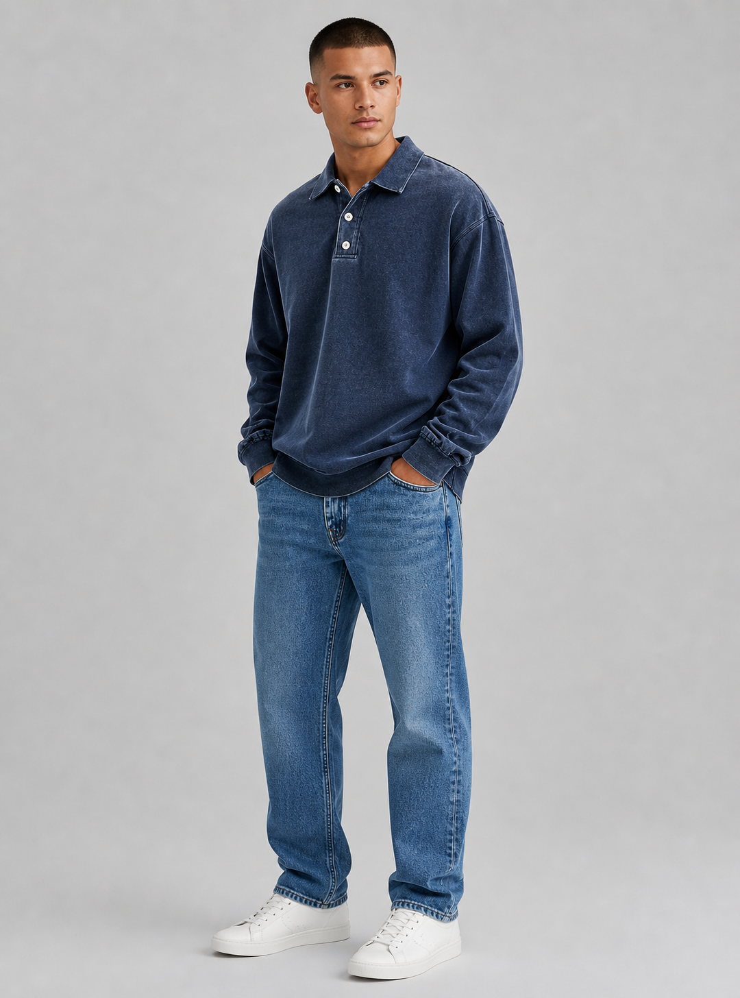 Cameron | Men’s Long Sleeve Button Polo Shirt