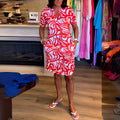 Candela | Women's Short Sleeve V Neck Printed Knee Length Dress