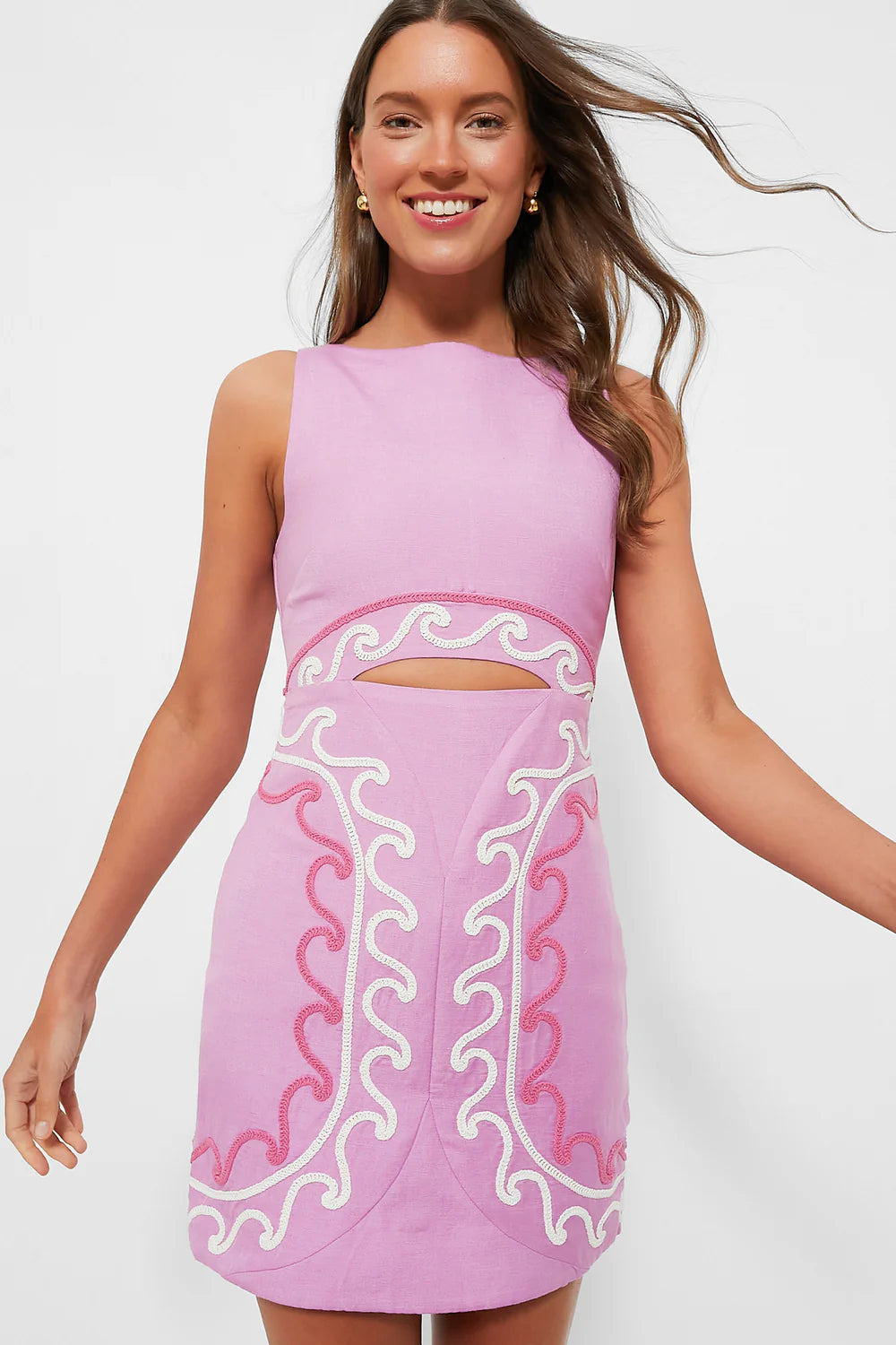 Capri | Women’s Boat Neck Cut Out Sleeveless Mini Dress