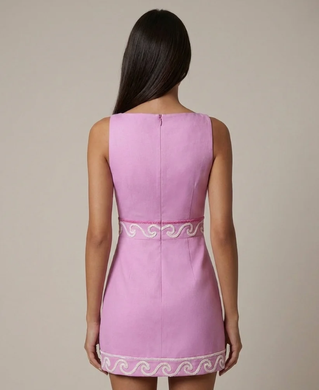 Capri | Women’s Boat Neck Cut Out Sleeveless Mini Dress
