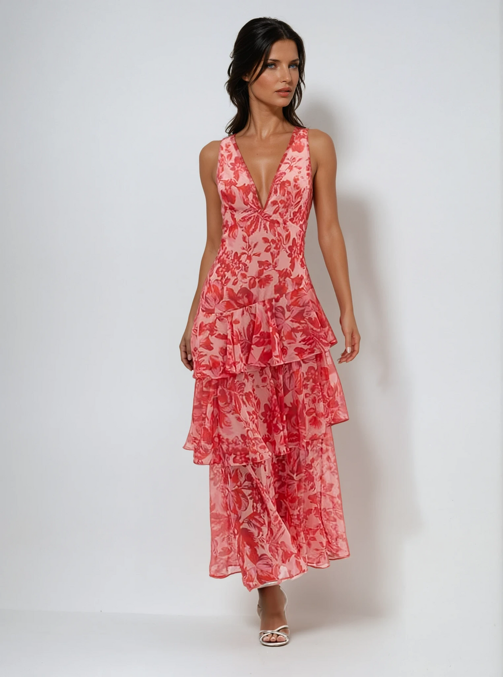 Carissa | Women’s Floral Flowy V Neck Backless Maxi Dress