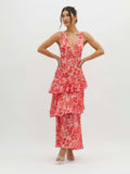Carissa | Women’s Floral Flowy V Neck Backless Maxi Dress
