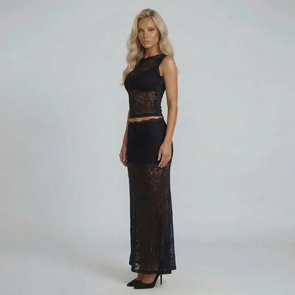 Carla | Women’s Sleeveless High Round Neck Two Piece Set