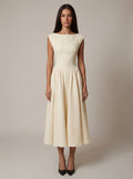 Carlene | Women’s Sleeveless Open Back Pleated Midi Dress