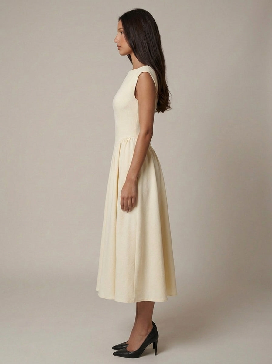 Carlene | Women’s Sleeveless Open Back Pleated Midi Dress