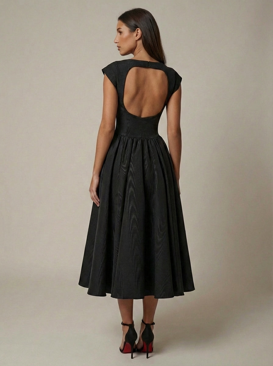 Carlene | Women’s Sleeveless Open Back Pleated Midi Dress