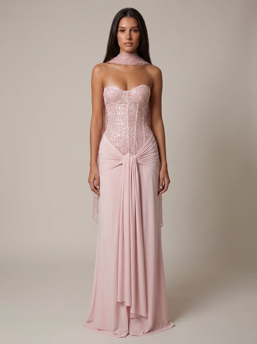 Carlin | Women’s Sweetheart Neck Draped Wedding Guest Dress