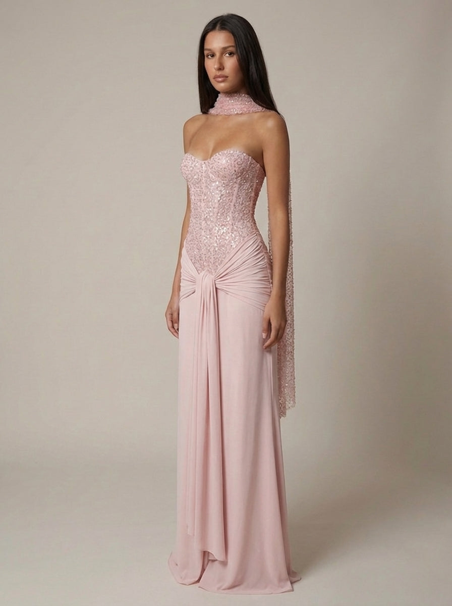 Carlin | Women’s Sweetheart Neck Draped Wedding Guest Dress
