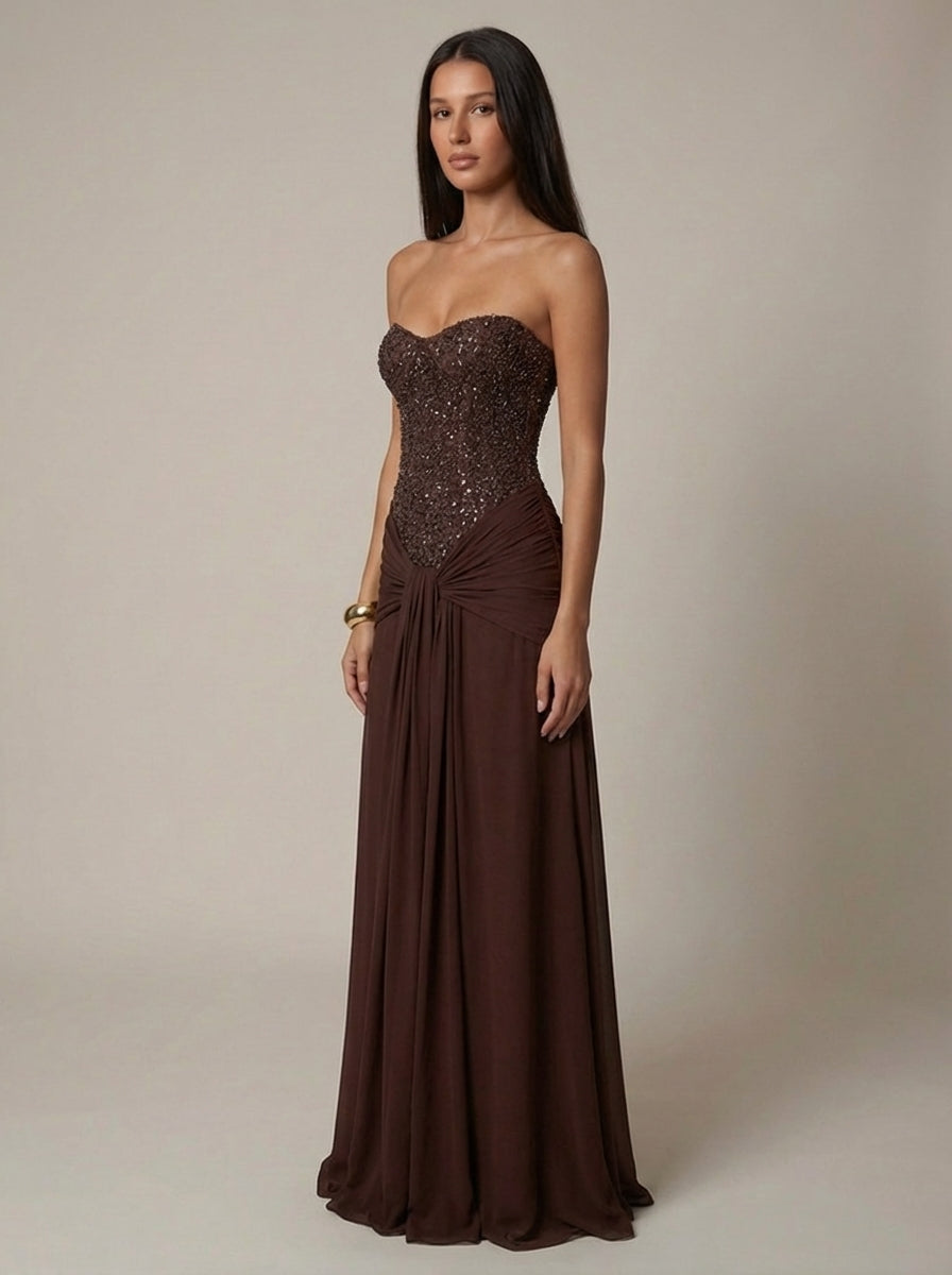 Carlin | Women’s Sweetheart Neck Draped Wedding Guest Dress