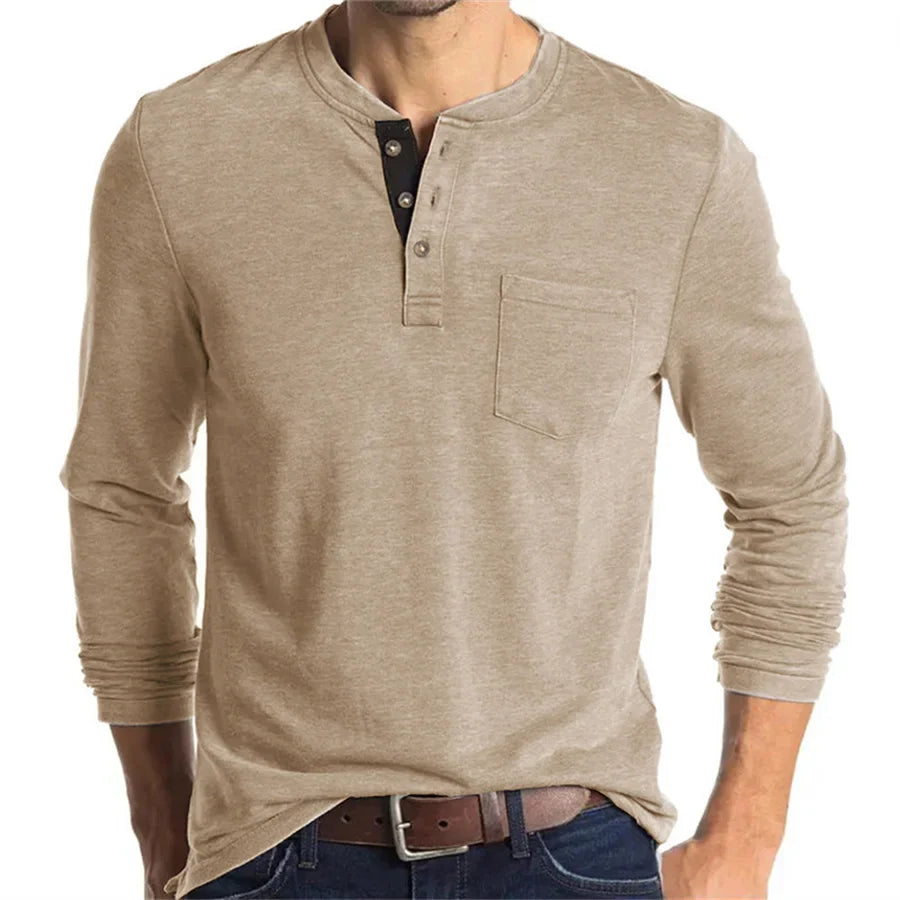 Carlton | Men’s Long Sleeve Crew Neck Henley Shirt