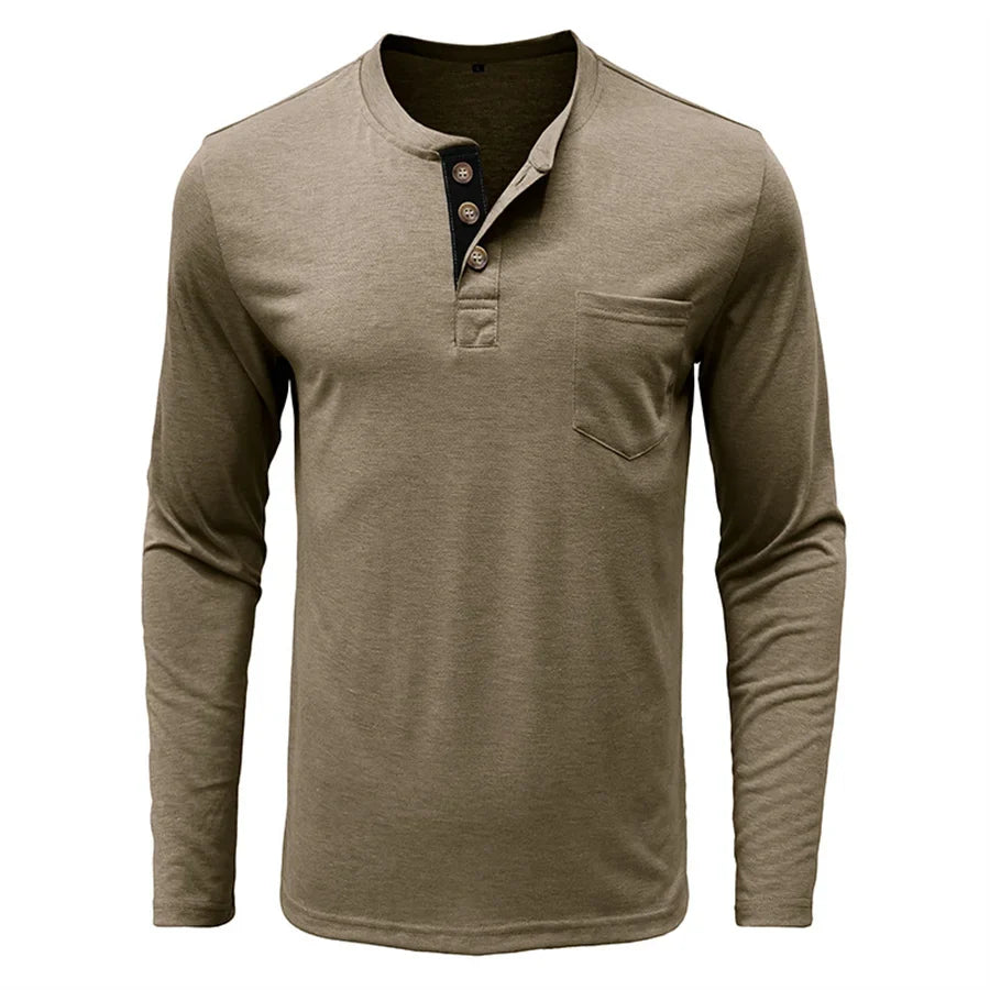 Carlton | Men’s Long Sleeve Crew Neck Henley Shirt