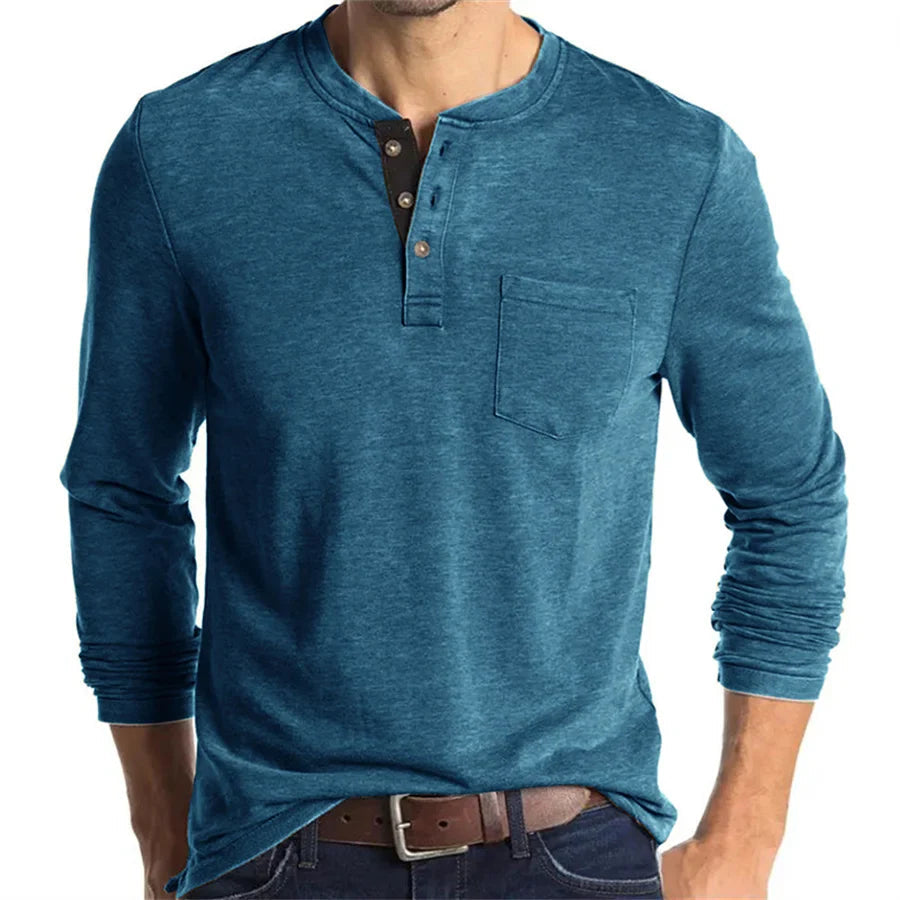 Carlton | Men’s Long Sleeve Crew Neck Henley Shirt