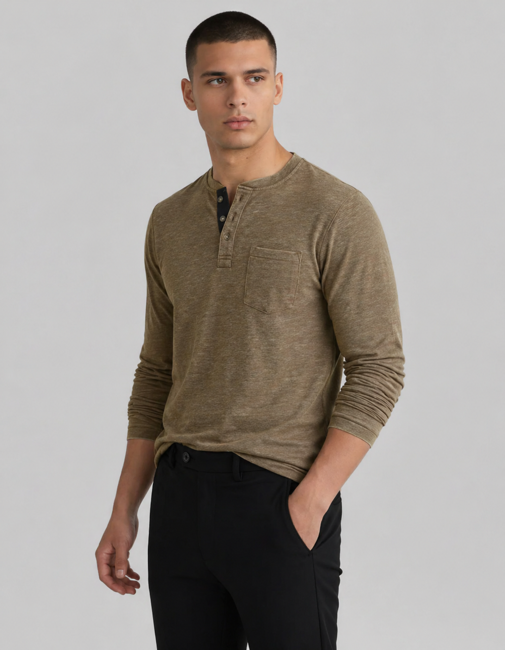 Carlton | Men’s Long Sleeve Crew Neck Henley Shirt