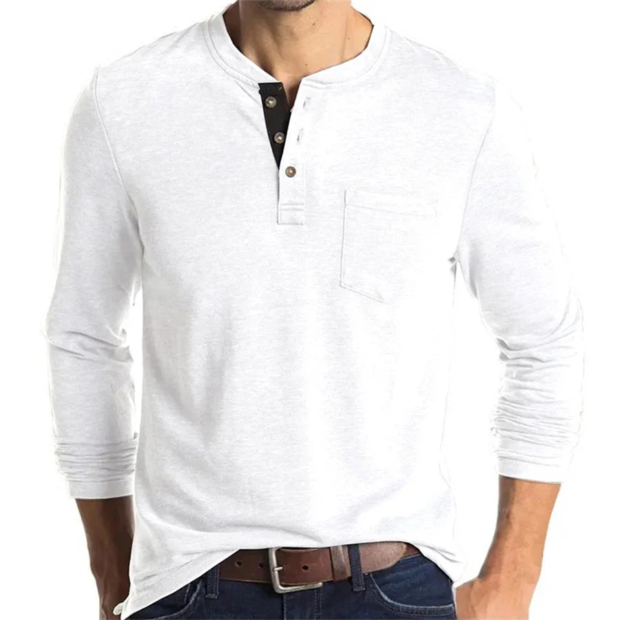 Carlton | Men’s Long Sleeve Crew Neck Henley Shirt