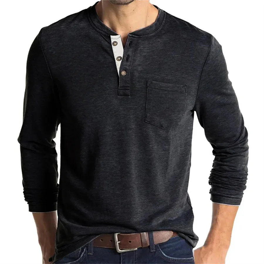 Carlton | Men’s Long Sleeve Crew Neck Henley Shirt
