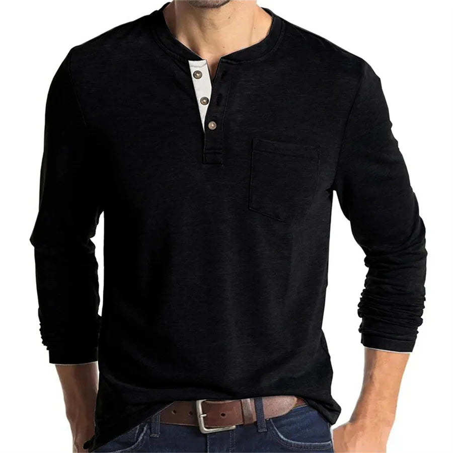 Carlton | Men’s Long Sleeve Crew Neck Henley Shirt
